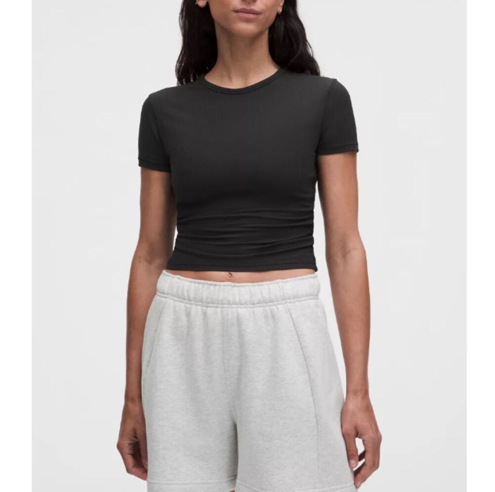 Lululemon All It Takes Keyhole Ribbed Short Sleeve Shirt Black Size M
